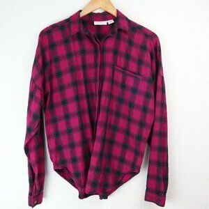 Vintage Culwell & Son Shirt Size 8 Top 80s Button Down Loose Blouse Pink Check